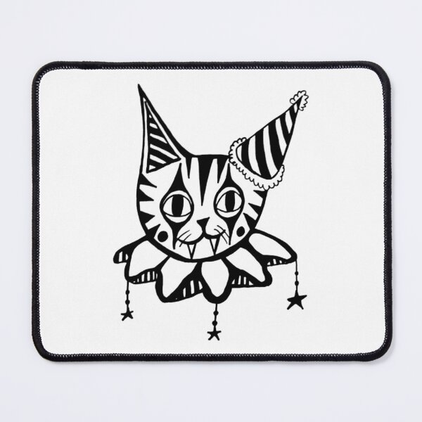 Item preview, Greyscale Tattoo Flash Cute Circus Clown Cat designed and sold by KayTurtless.