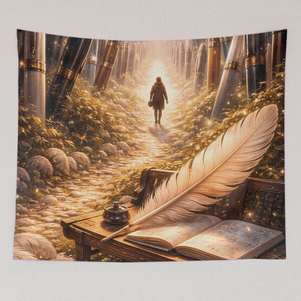 Item preview, Golden Writing Path Fantasy Art Design designed and sold by KnitOfShadoF.