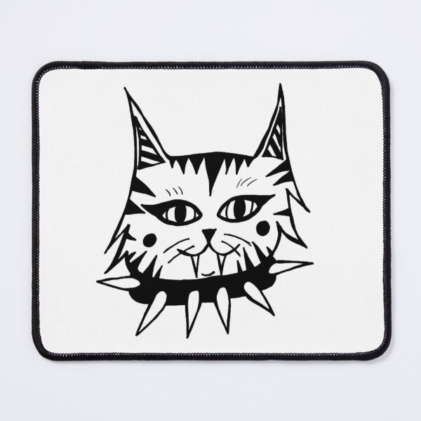 Item preview, Gothic Greyscale Tattoo Flash Punk Spike Kitty Cat designed and sold by KayTurtless.