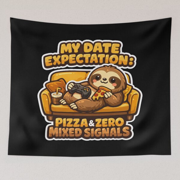Item preview, Pizza and Zero Mixed Signals Sloth Funny Animal Art designed and sold by SplashTastic.