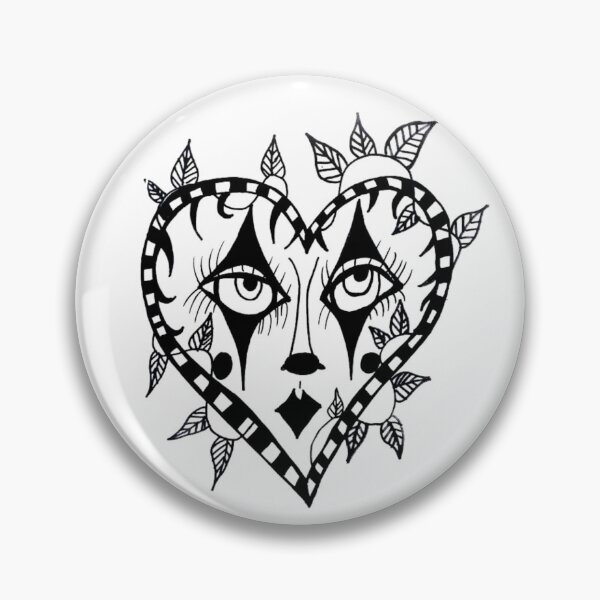 Item preview, Gothic Greyscale Circus Clown Heart Face designed and sold by KayTurtless.