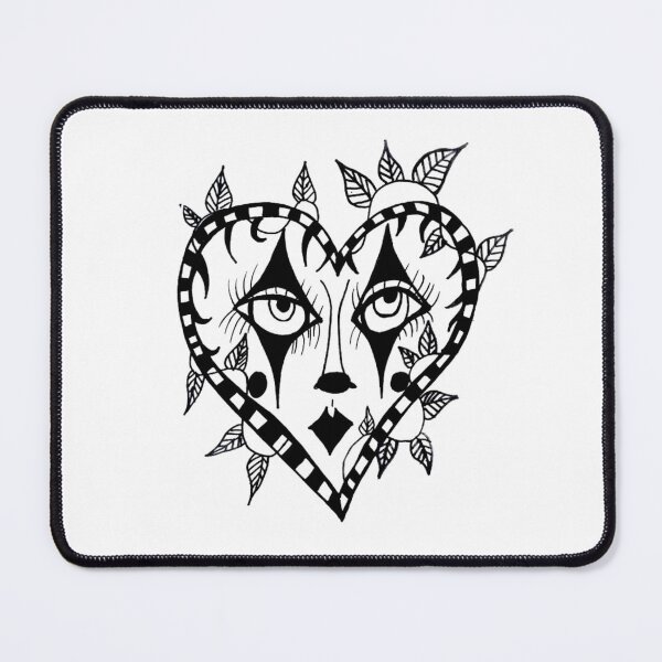 Item preview, Gothic Greyscale Circus Clown Heart Face designed and sold by KayTurtless.