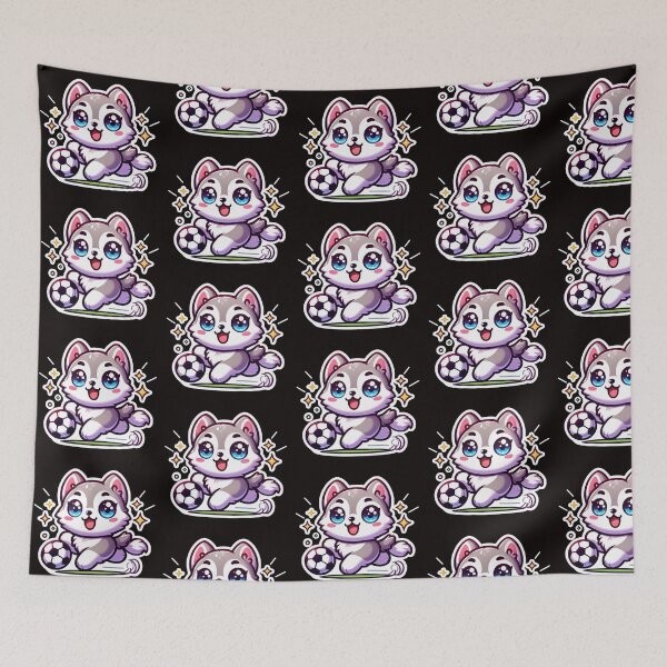 Item preview, Cute Husky Playing Soccer Kawaii Sticker| Adorable Dog Football Design  designed and sold by carestazafeli.