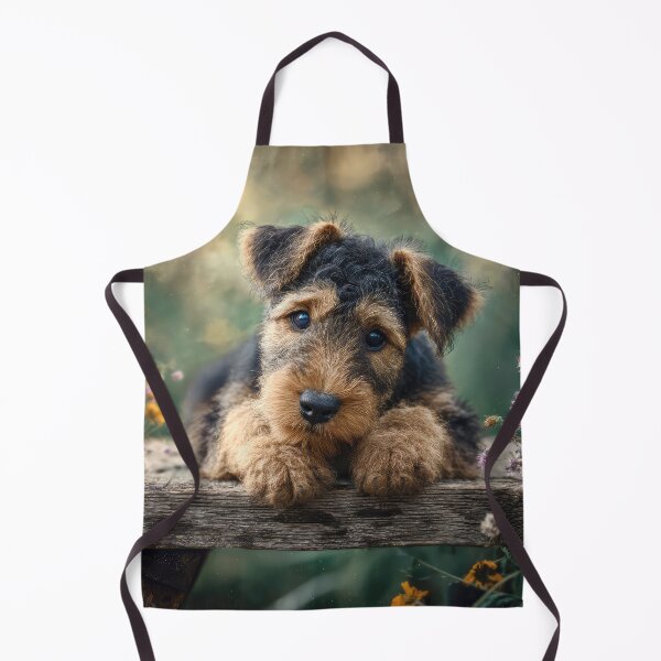 Item preview, Airedale Puppy and Flowers designed and sold by Elisabeth Lucas.