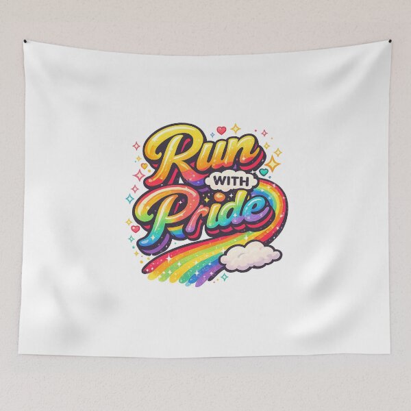 Item preview, Colorful “Run with Pride” LGBTQ+ Rainbow Motion Statement designed and sold by Aryabek.