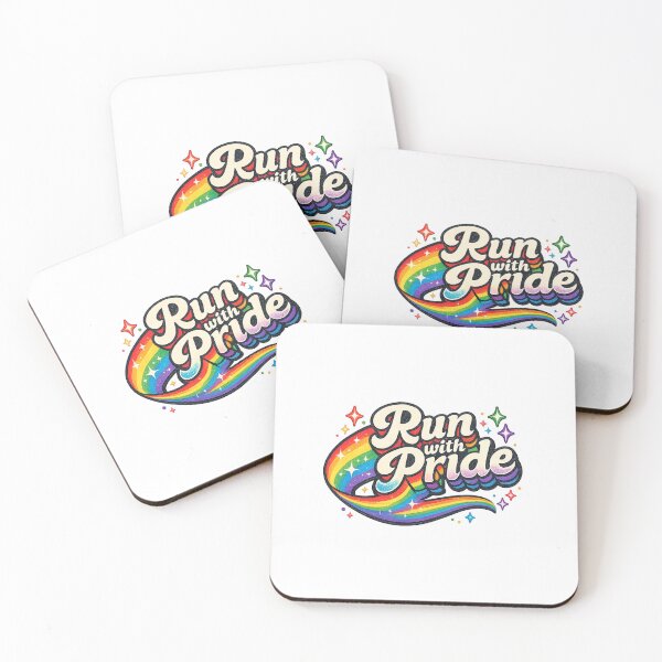 Item preview, Bold Script “Run with Pride” Rainbow LGBTQ Athletic Energy designed and sold by Aryabek.