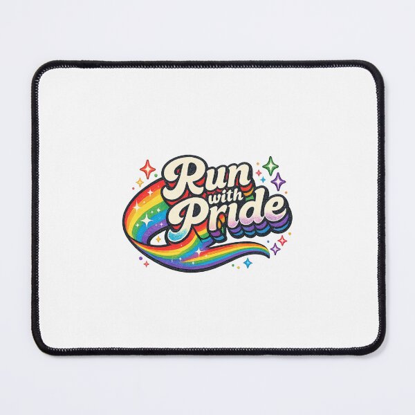 Item preview, Bold Script “Run with Pride” Rainbow LGBTQ Athletic Energy designed and sold by Aryabek.