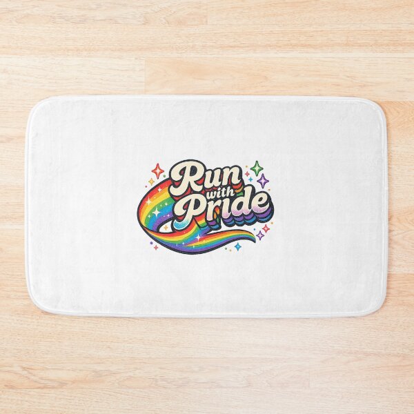 Item preview, Bold Script “Run with Pride” Rainbow LGBTQ Athletic Energy designed and sold by Aryabek.