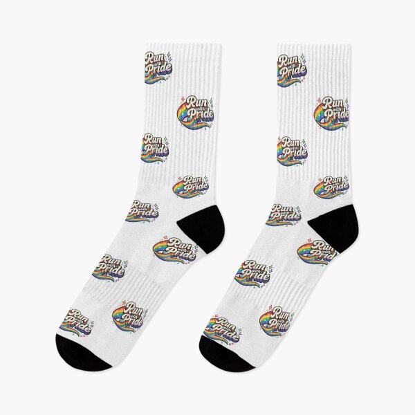 Item preview, Bold Script “Run with Pride” Rainbow LGBTQ Athletic Energy designed and sold by Aryabek.