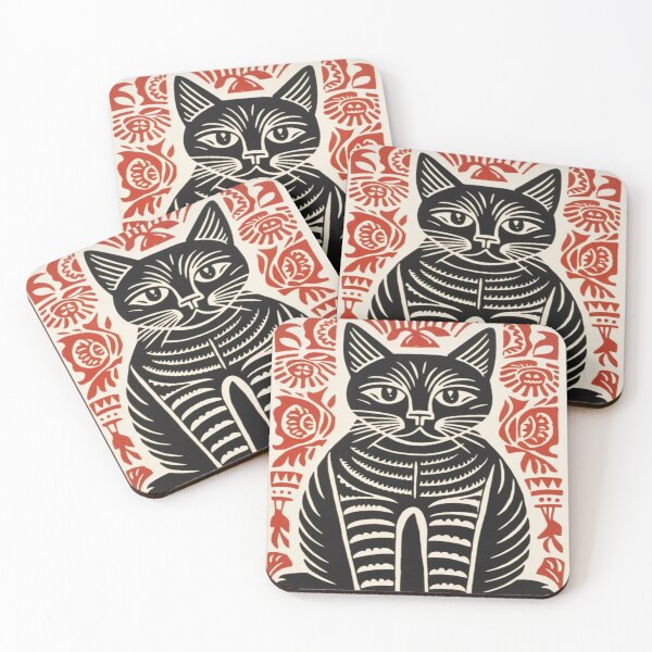 Item preview, Drawing of striking black cat stencil designed and sold by NivyasArtistry.