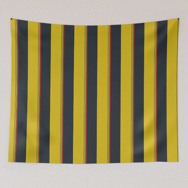 Item preview, Retro vertical stripe pattern yellow navy minimalist geometric lines vintage aesthetic designed and sold by WildHugeDot.