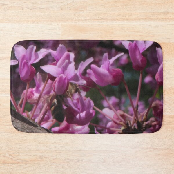 Item preview, Honey Bee Pollinating Pink Flowers Macro-Nature Photo designed and sold by vikko-art.