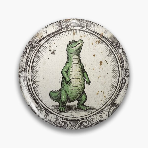 Item preview, Vintage Badge Small Green Crocodile Retro Emblem designed and sold by Bloomkept.