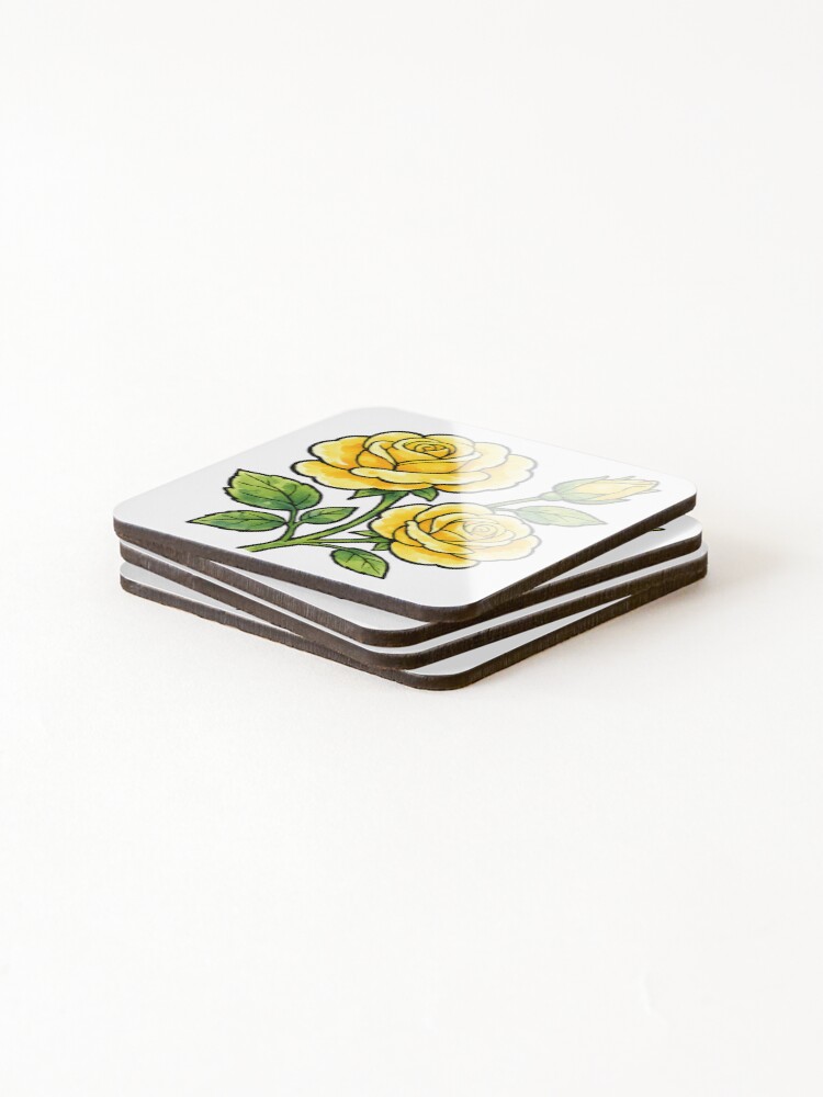 Thumbnail 4 of 5, Coasters (Set of 4), Yellow Roses designed and sold by GraphicsClub.