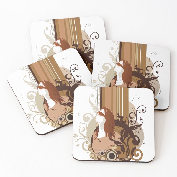 Item preview, Art Nouveau Cat Woman Brown Floral Design designed and sold by SajolCanva.