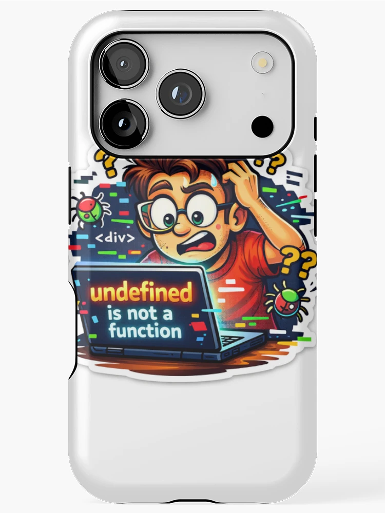 Thumbnail 1 of 4, iPhone Case, JavaScript Meme Sticker – “undefined is not a function” Funny Coding Programmer Error Design designed and sold by CodingPrintHub.