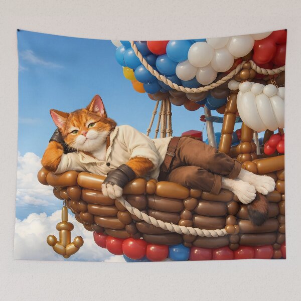 Item preview, Relaxed Cat In Balloon Air Adventure designed and sold by KnitOfShadoF.