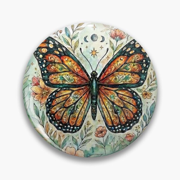 Item preview, Vintage Monarch Butterfly with Flowers and Moon Phases designed and sold by GanethViolette0.