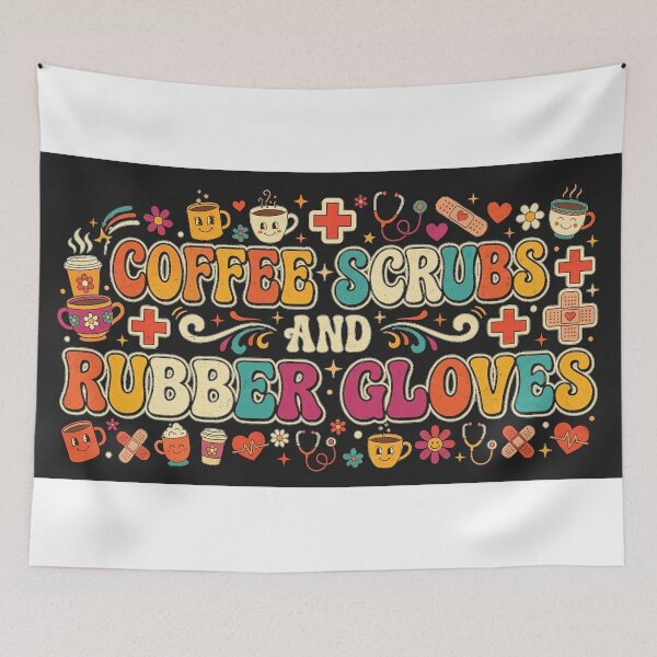 Item preview, Retro Coffee Scrubs and Rubber Gloves Nurse designed and sold by Pixels By D.