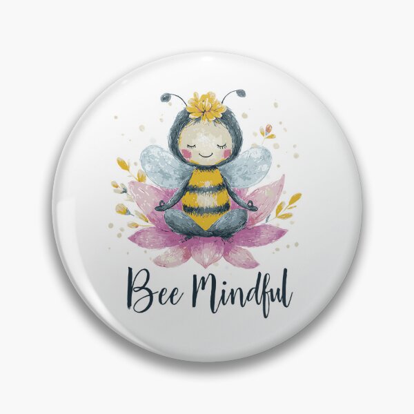 Item preview, Bee Mindful Cartoon Bee Meditation Lotus Flower designed and sold by Boddicca.