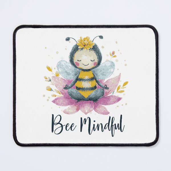 Item preview, Bee Mindful Cartoon Bee Meditation Lotus Flower designed and sold by Boddicca.