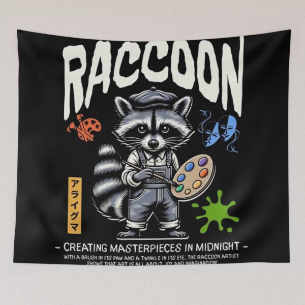 Item preview, Raccoon Artist Midnight Masterpieces - Painter Trash Panda Graphic designed and sold by GenZFashion000.