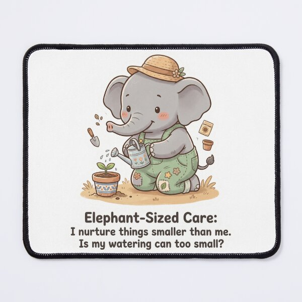 Item preview, Elephant-Sized Care - Cute Gardening Elephant Art designed and sold by MaynyStudio.