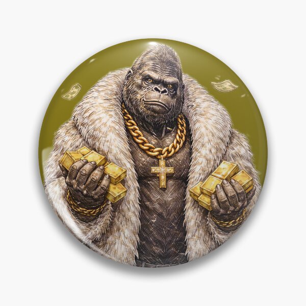 Item preview, Luxury Gorilla Boss Sticker – Gold Wealth Street Animal Art designed and sold by Felixuss.