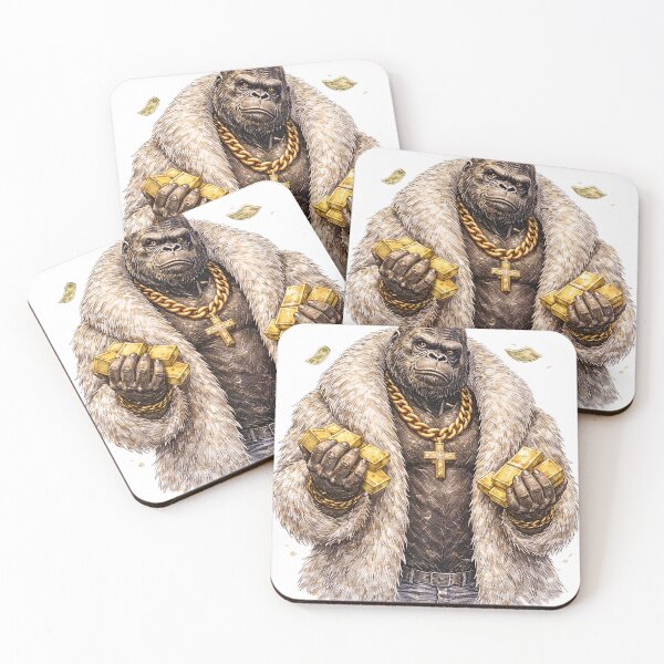 Item preview, Luxury Gorilla Boss Sticker – Gold Wealth Street Animal Art designed and sold by Felixuss.