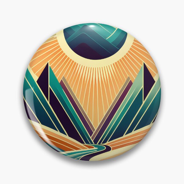 Item preview, Geometric Mountain Valley with Radiant Sun designed and sold by InkSmithery.