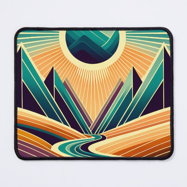 Item preview, Geometric Mountain Valley with Radiant Sun designed and sold by InkSmithery.