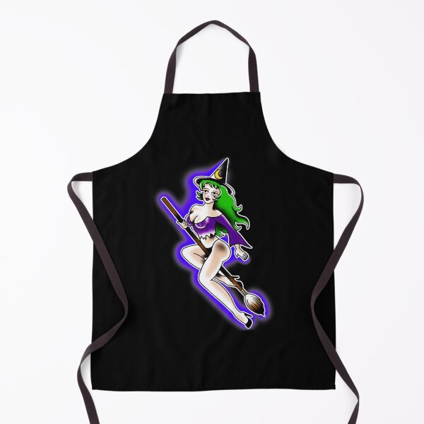 Item preview, Cute Witch Girl Riding Broom Retro Pinup Style designed and sold by Modaozushi216.