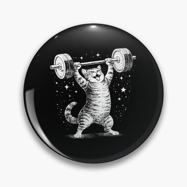 Item preview, Strong Cat Lifting Barbell Funny Gym Meme Vintage Style designed and sold by eliramaison.