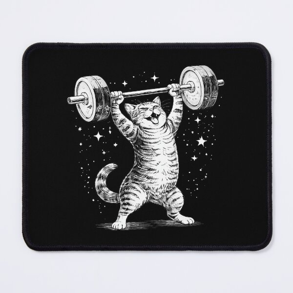 Item preview, Strong Cat Lifting Barbell Funny Gym Meme Vintage Style designed and sold by eliramaison.