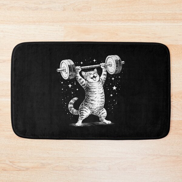 Item preview, Strong Cat Lifting Barbell Funny Gym Meme Vintage Style designed and sold by eliramaison.