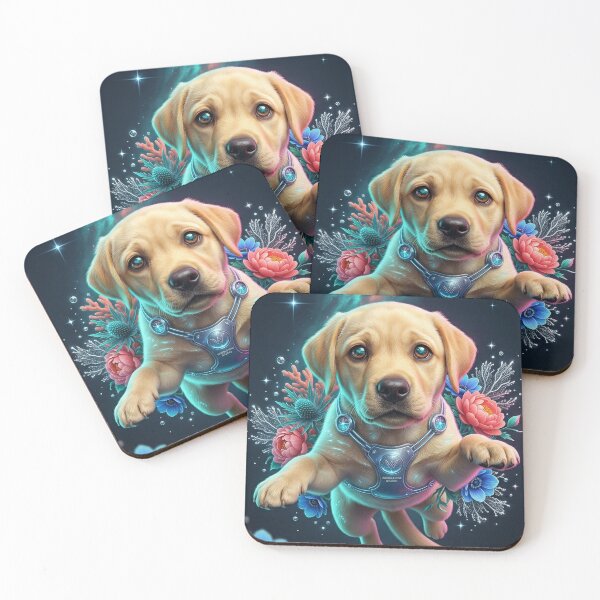 Item preview, Yellow Lab Space Traveler Celestial Floral Dog Art designed and sold by Wobblevine Studio.
