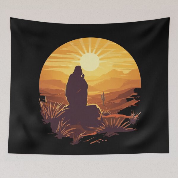 Item preview, Jesus in the Wilderness Sunset Art designed and sold by Cre8andRecre8.