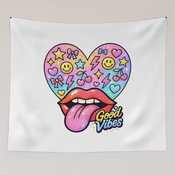 Item preview, Good Vibes Tongue Out Funny Face Design designed and sold by SoftSproutstu.