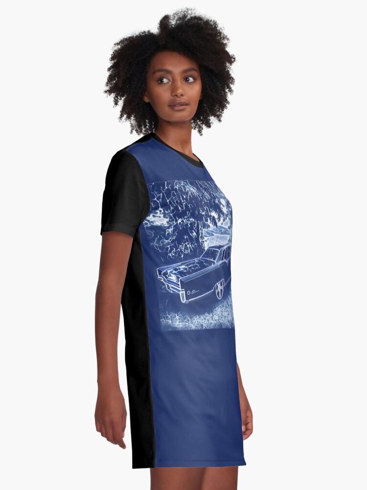 Alternate view of Buick Electra in Blue Electric Graphic T-Shirt Dress