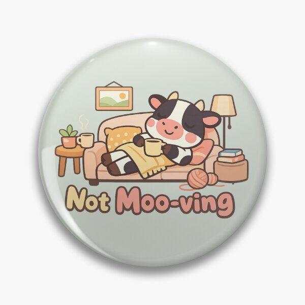 Item preview, Not Moo-ving Cute Cow | Cozy Lazy Animal Pun Cartoon Aesthetic designed and sold by PopCulturePixel.