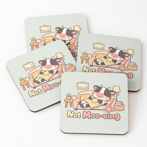 Item preview, Not Moo-ving Cute Cow | Cozy Lazy Animal Pun Cartoon Aesthetic designed and sold by PopCulturePixel.