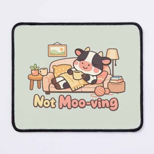 Item preview, Not Moo-ving Cute Cow | Cozy Lazy Animal Pun Cartoon Aesthetic designed and sold by PopCulturePixel.