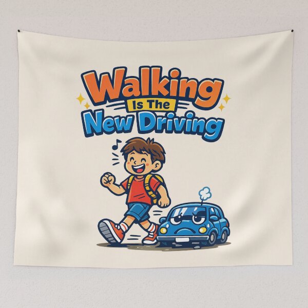 Item preview, Walking Is The New Driving - Cute Anti Car Cartoon | Funny Eco Lifestyle Design designed and sold by PopCulturePixel.