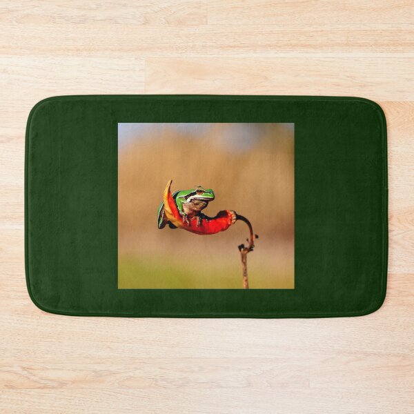 Item preview, Frog Sitting on Red Flower Minimal Nature Photography designed and sold by onubi.