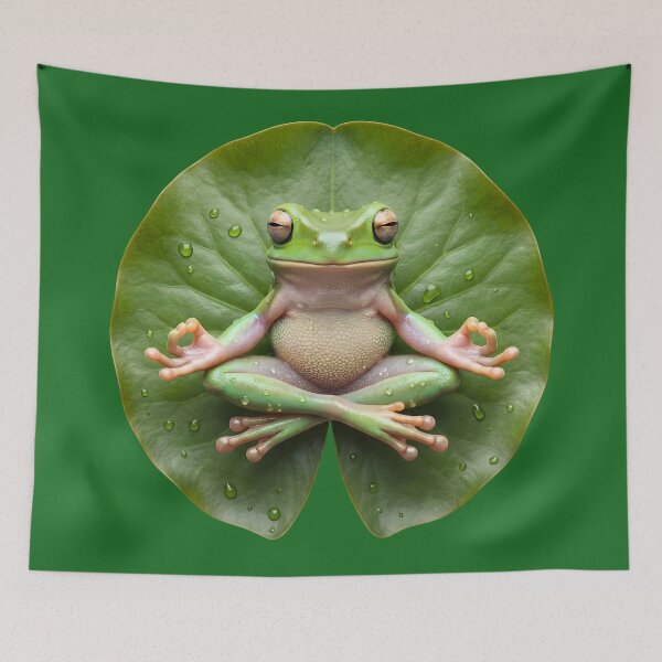 Item preview, zen meditation lotus yoga frog designed and sold by ArtivioShop.