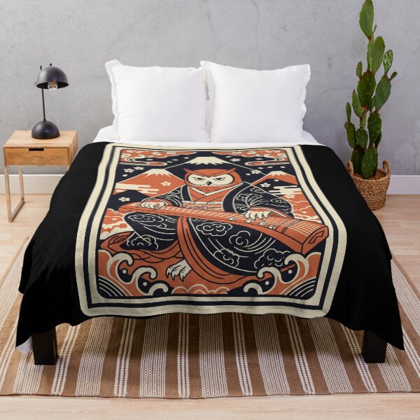 Item preview, Owl Playing Koto Japanese Vintage Style designed and sold by JordynLadukeg65.