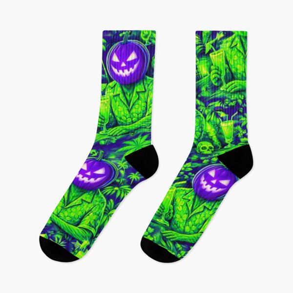 Item preview, Neon Purple Headless Horseman – Tropical Halloween Tiki Art designed and sold by TheHorsemanRidesAgain.