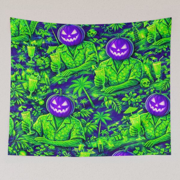 Item preview, Neon Purple Headless Horseman – Tropical Halloween Tiki Art designed and sold by TheHorsemanRidesAgain.