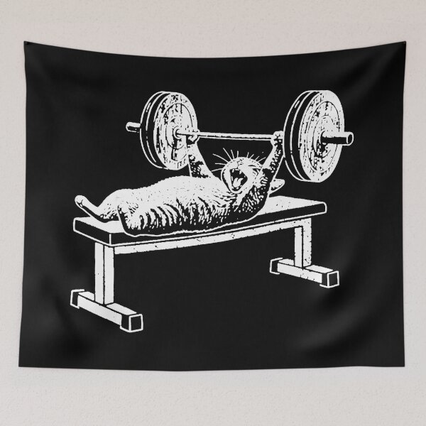 Item preview, Cat Bench Press Funny Gym Workout Meme designed and sold by eliramaison.