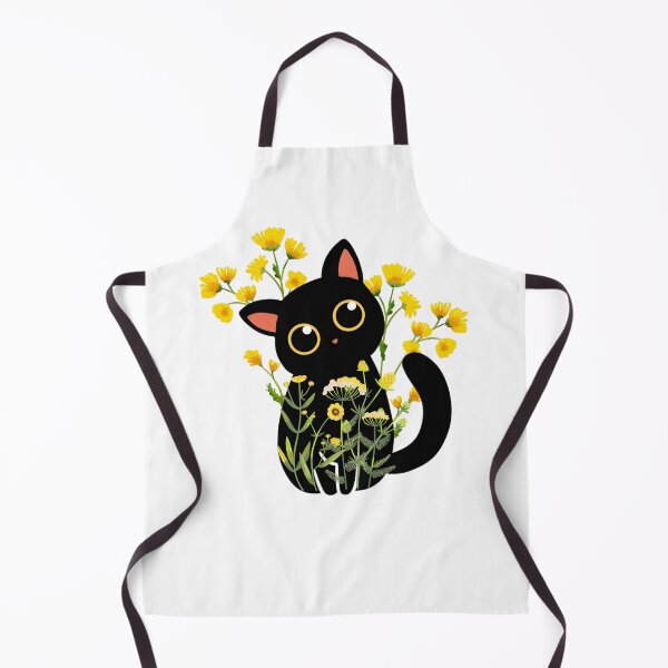 Item preview, Black cat with yellow flowers designed and sold by uunaa.